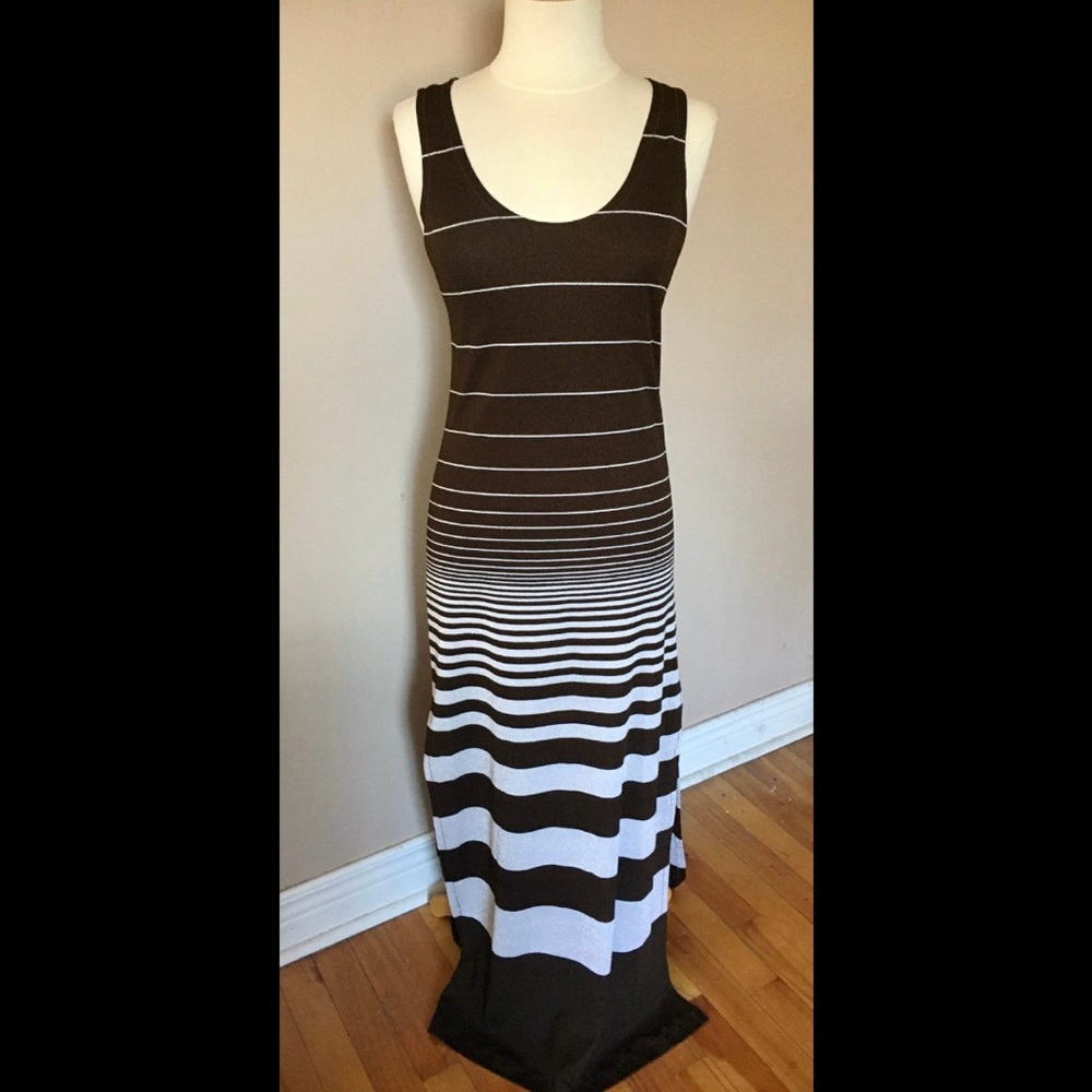 Vintage Silver Brown Lamé Stripe Sparkle Pencil Dress Skinny Dress Silhouette